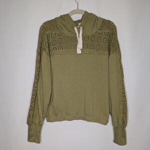 Anthropologie - Daily Practice Green Lace Detail Hoodie
